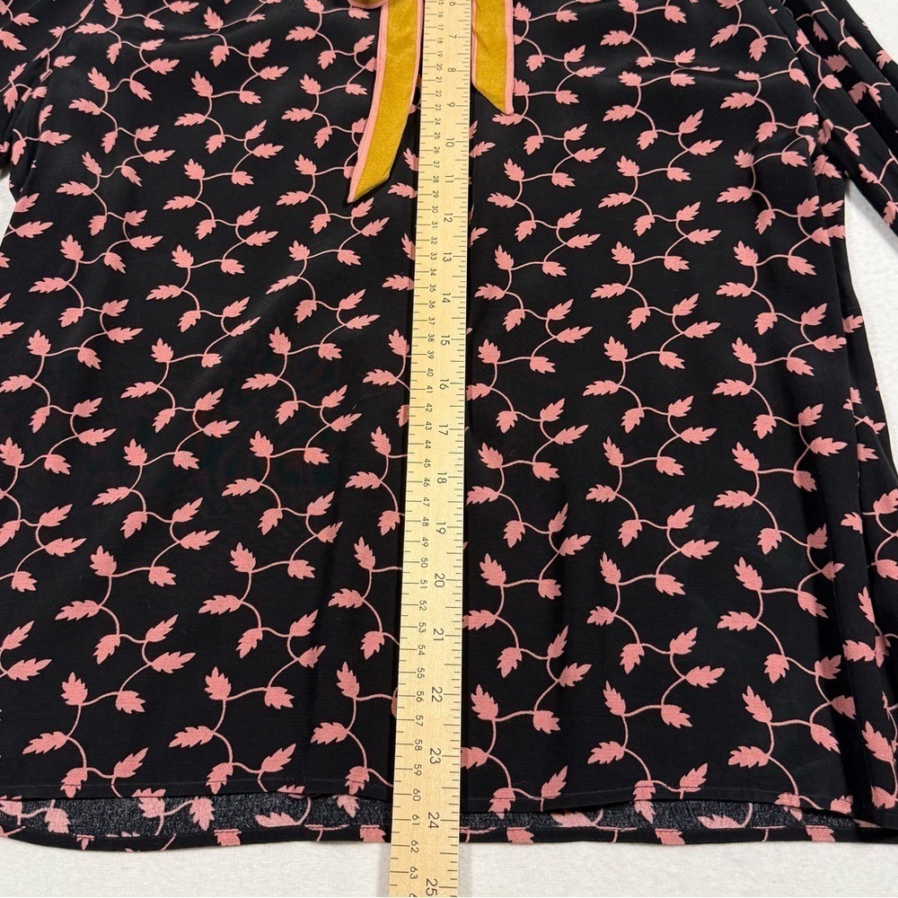Boden Navy Pink Leaf Print‎ Tie Neck Blouse Long Sleeve RILEY US 8 - Picture 6 of 10